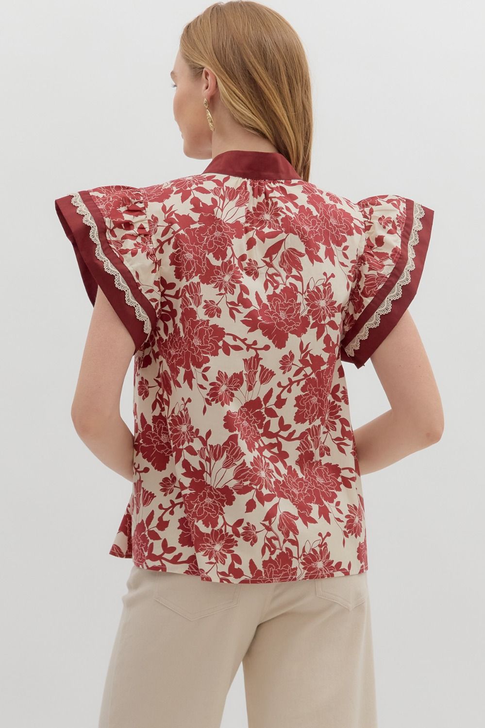 Floral Flutter Sleeve Top