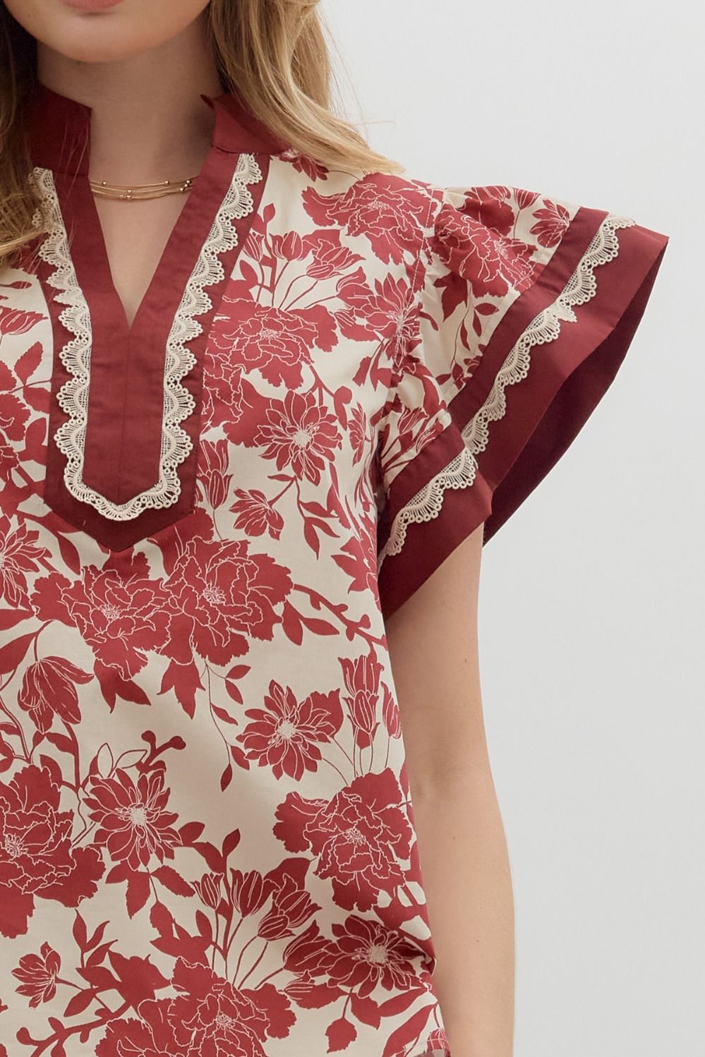 Floral Flutter Sleeve Top