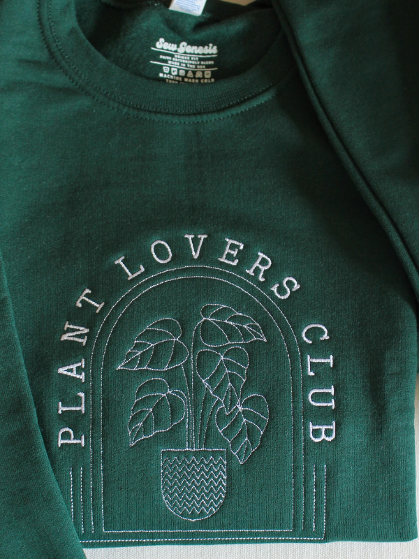 Forest Green Embroidered Plant Lover Club Sweatshirt