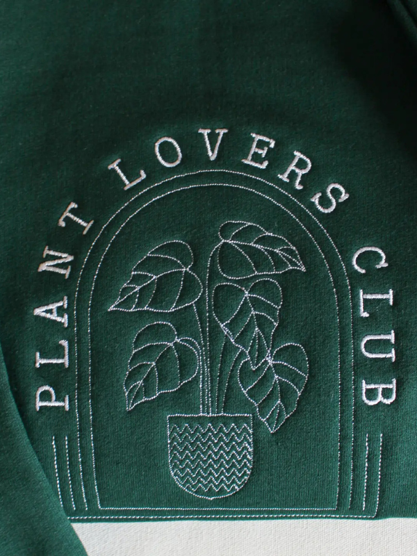 Forest Green Embroidered Plant Lover Club Sweatshirt