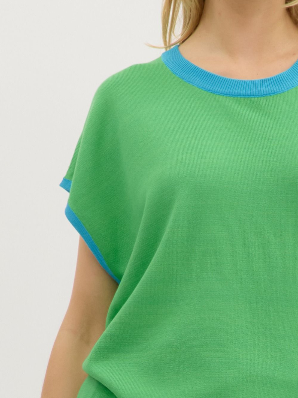 Green + Aqua Knit Top