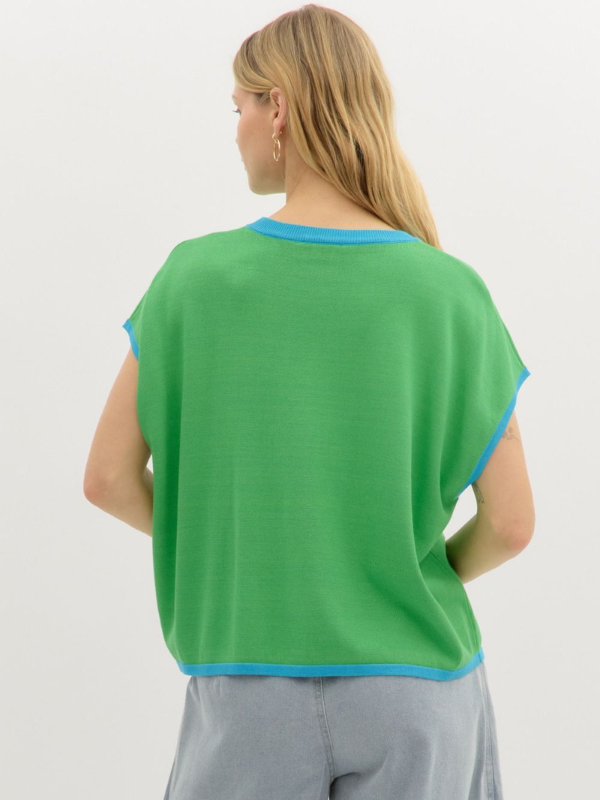 Green + Aqua Knit Top