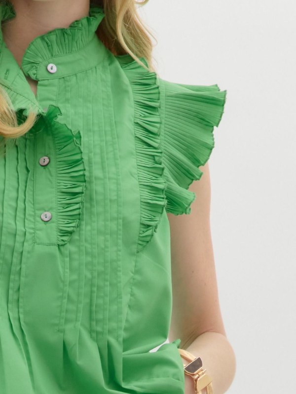 Green Frill Collar Sleeveless Top