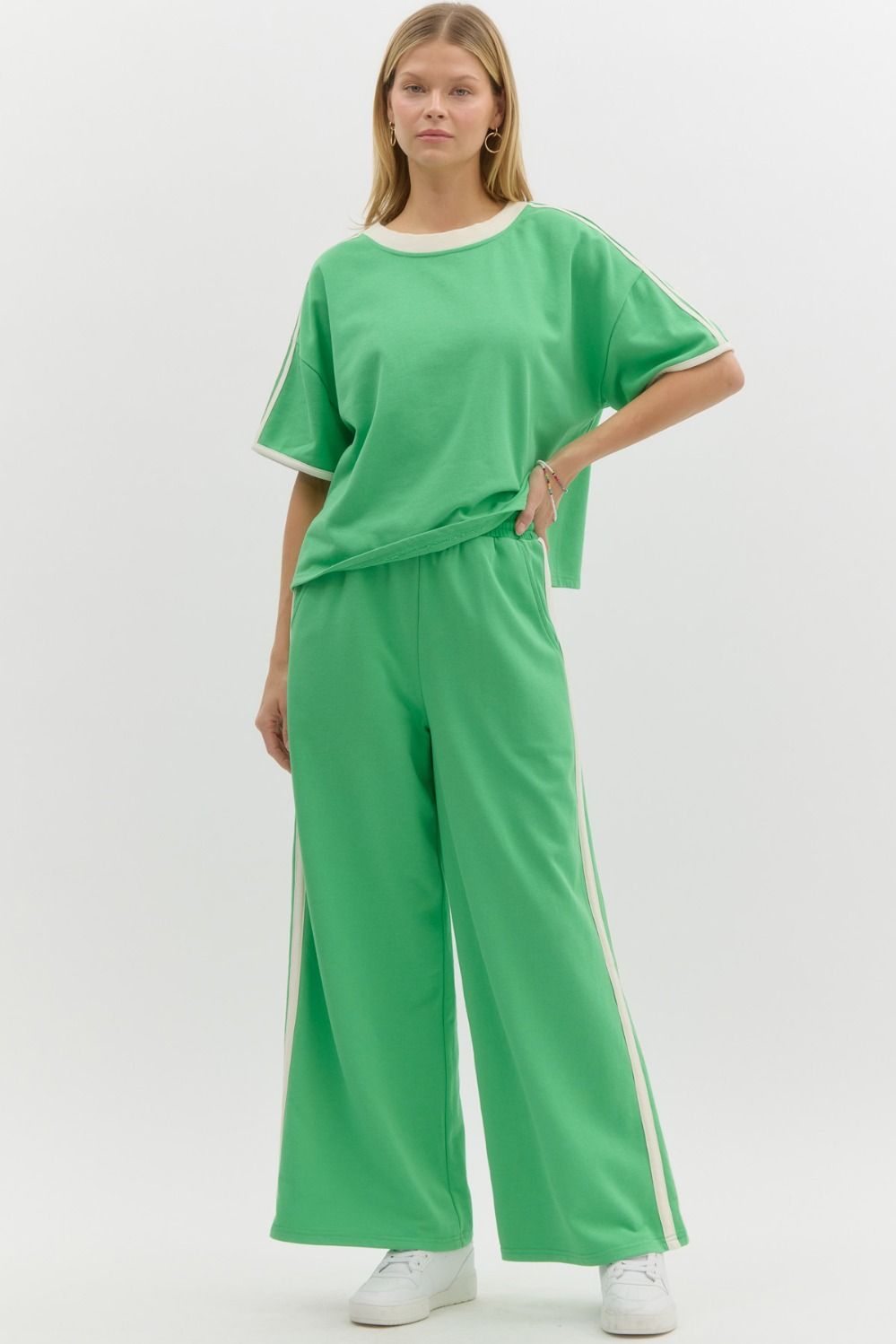 Green Knit Short Sleeve Top