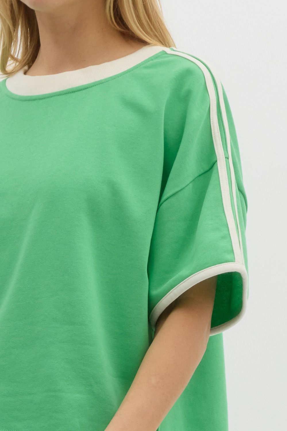 Green Knit Short Sleeve Top