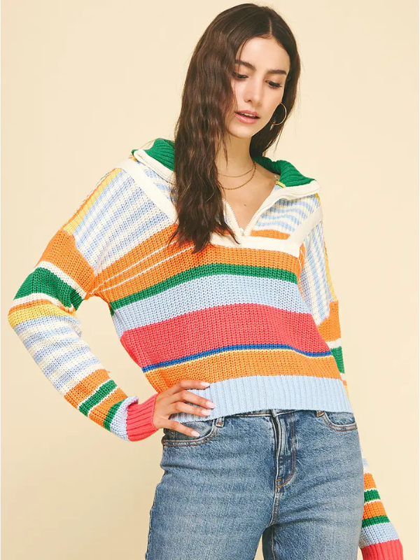 Green Multi Striped Sweater