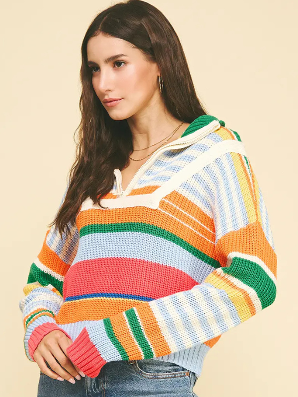 Green Multi Striped Sweater