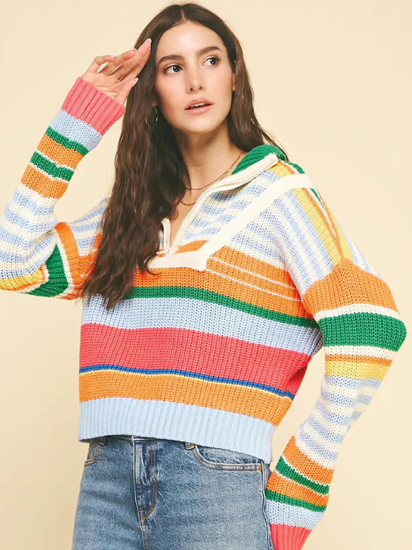 Green Multi Striped Sweater