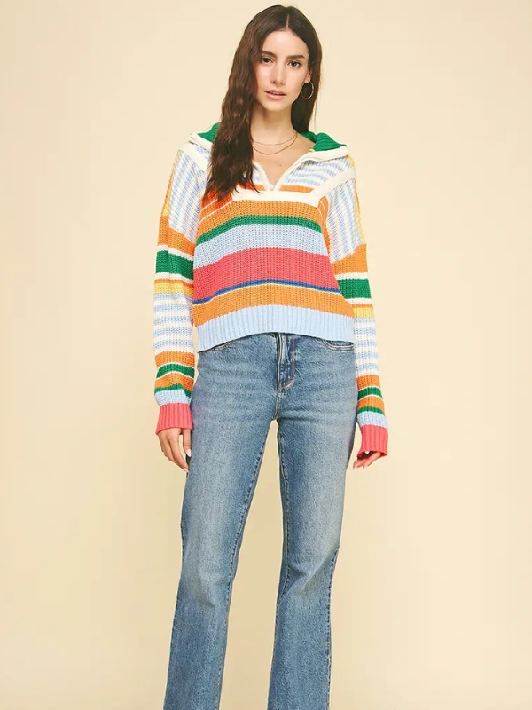 Green Multi Striped Sweater