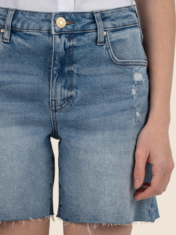 Hailey High Rise Shorts - Raw Hem - Focus