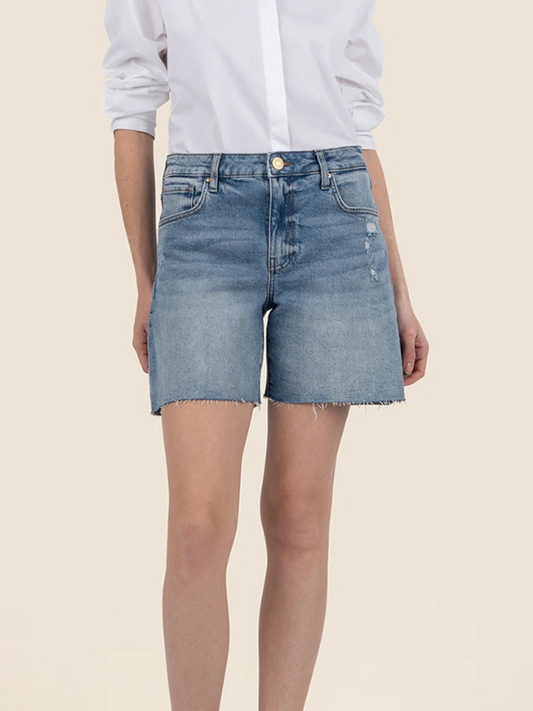 Hailey High Rise Shorts - Raw Hem - Focus