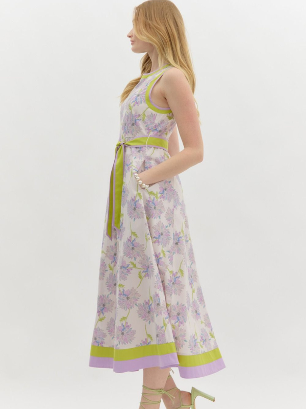 Lavender + Lime Floral Midi Dress