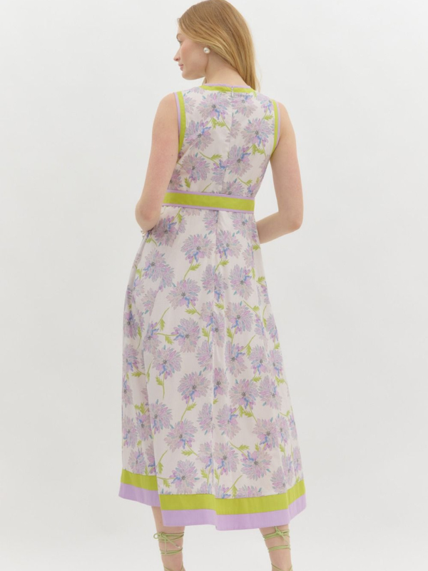 Lavender + Lime Floral Midi Dress
