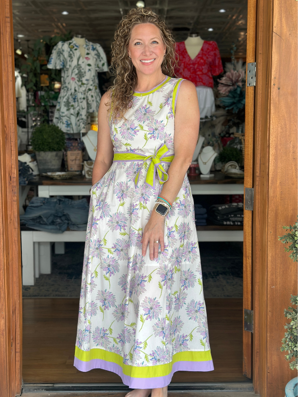 Lavender + Lime Floral Midi Dress