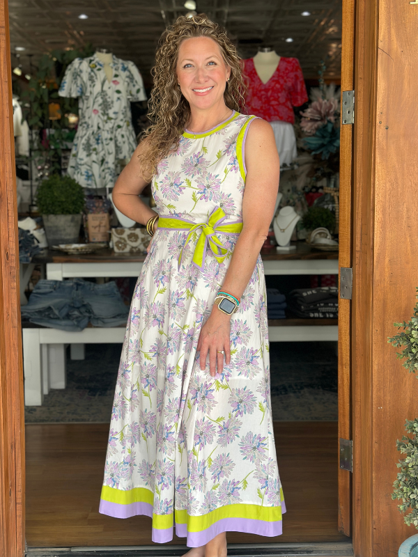 Lavender + Lime Floral Midi Dress