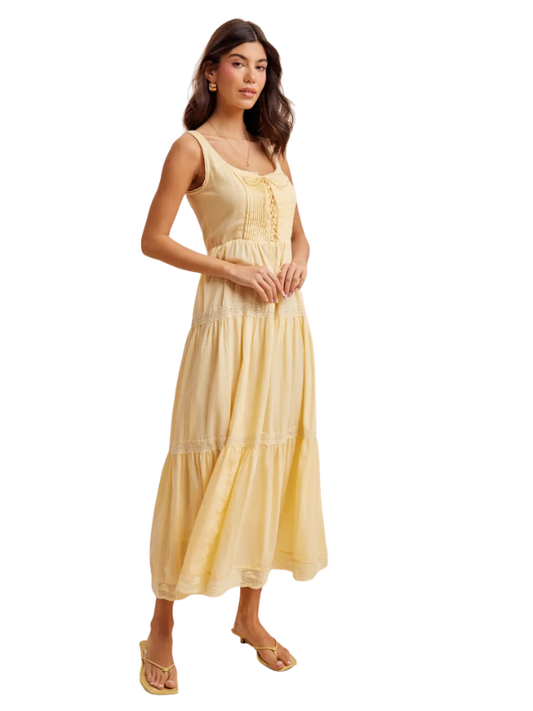 Lemon Cotton Sleeveless Maxi Dress - Themasonboutique