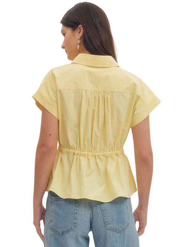 Lemon Yellow Peplum Collared Top - Themasonboutique