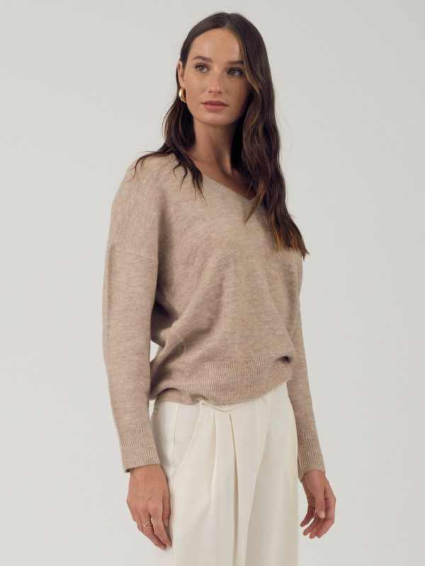 Light Taupe Drop Shoulder Sweater