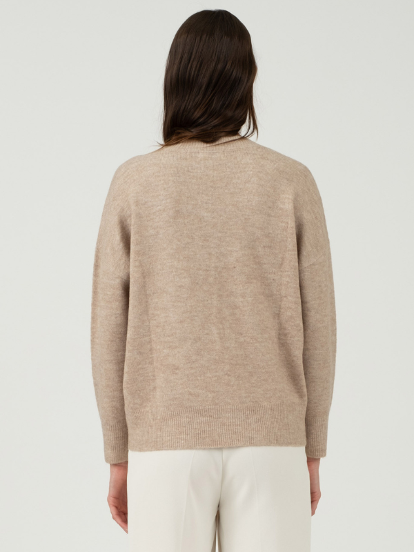 Light Taupe Drop Shoulder Sweater