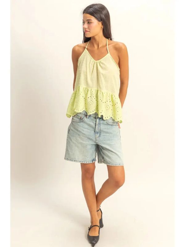 Lime Peplum Halter Top