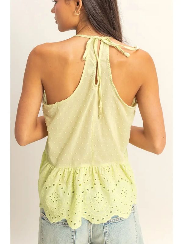 Lime Peplum Halter Top