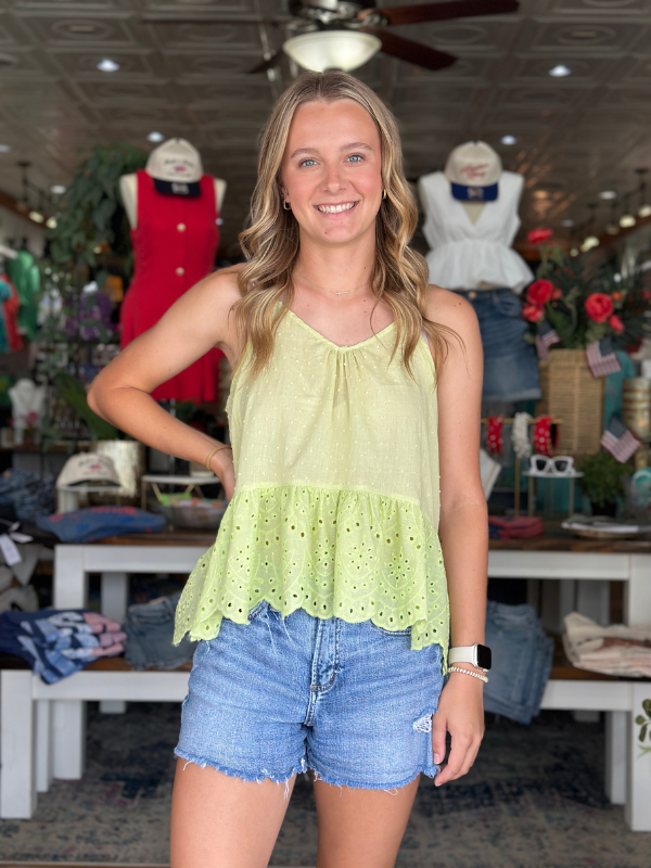 Lime Peplum Halter Top