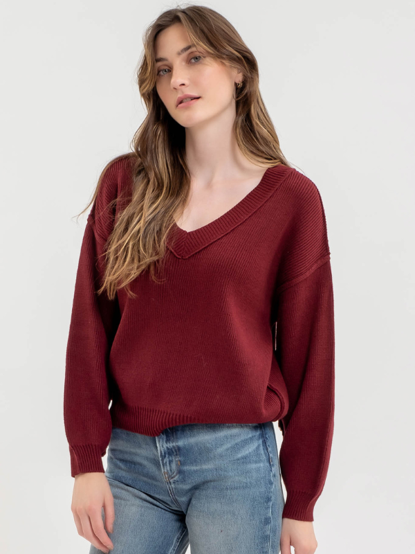 Maroon Exposed Seam Sweater
