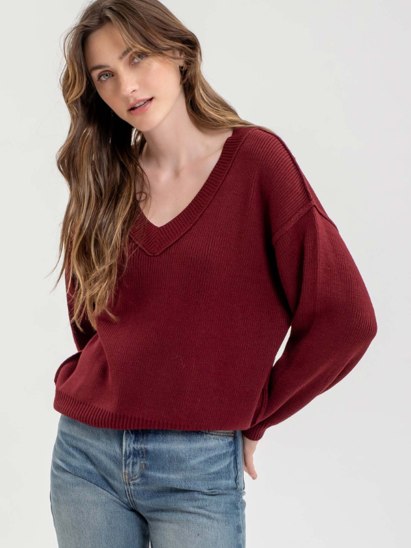 Maroon Exposed Seam Sweater
