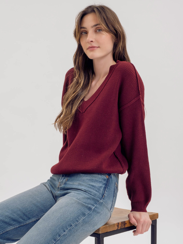 Maroon Exposed Seam Sweater