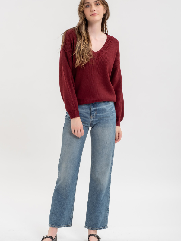 Maroon Exposed Seam Sweater