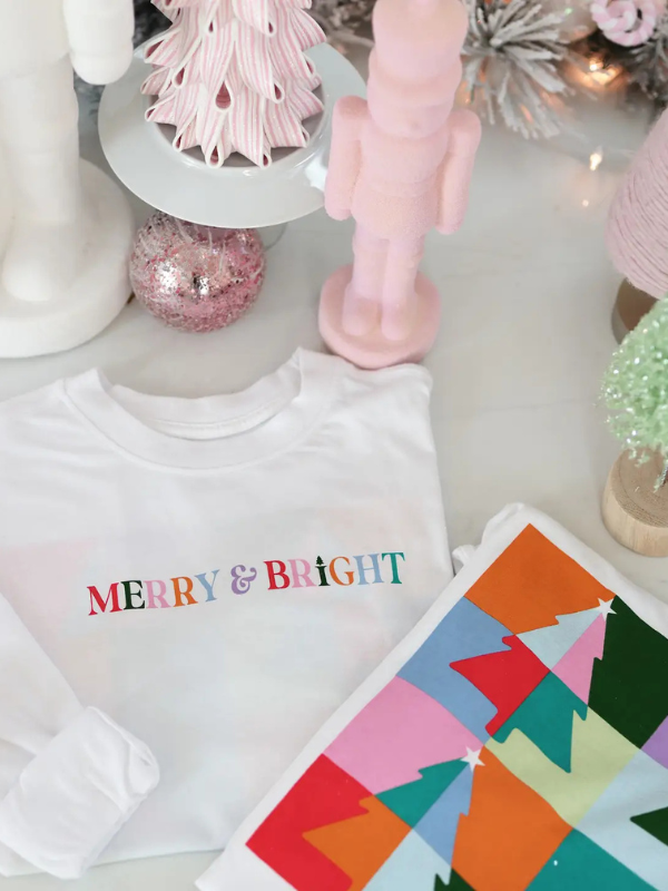 Merry & Bright Long Sleeve Christmas Tee