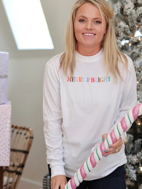 Merry & Bright Long Sleeve Christmas Tee