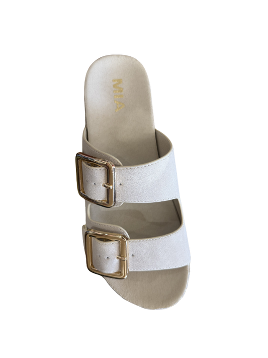 Mia Jacinta Ecru Raffia Slides - Themasonboutique