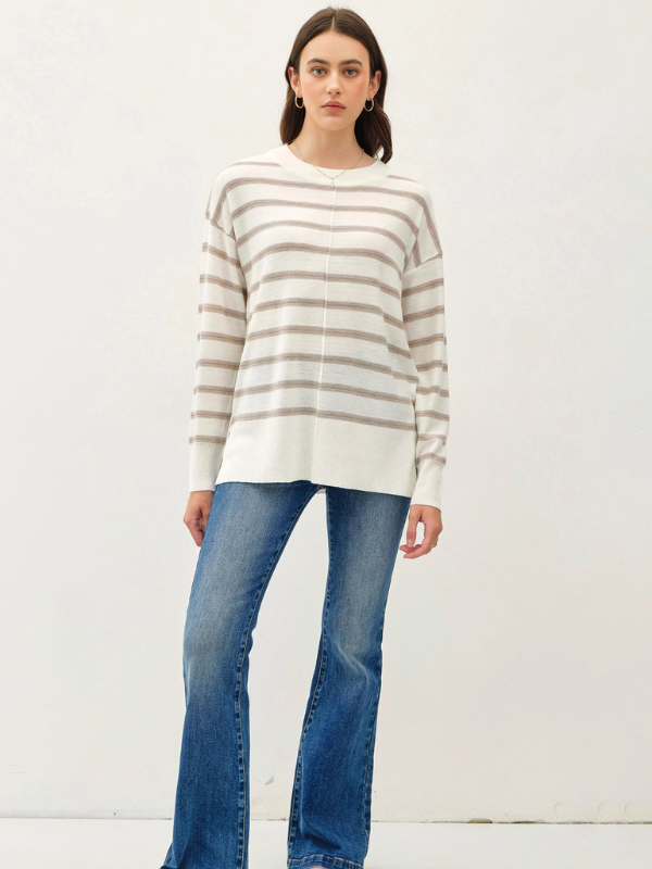 Mocha Oversized Striped Sweater