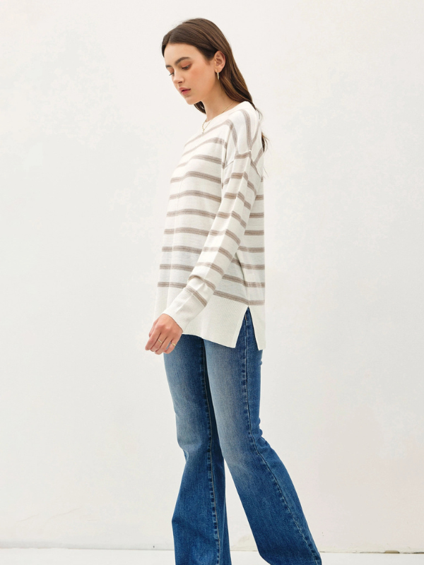 Mocha Oversized Striped Sweater