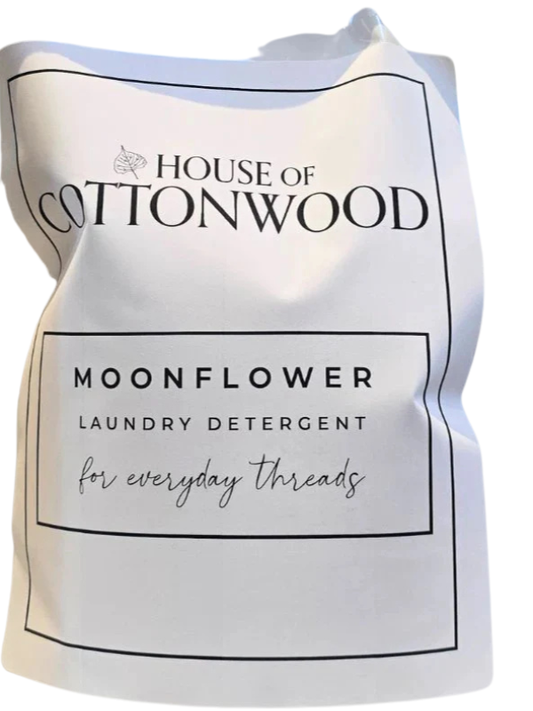 House of Cottonwood Moonflower laundry detergent packaging on a white background