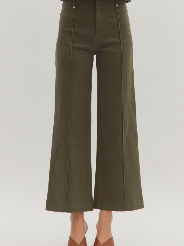 Olive Cropped Pants