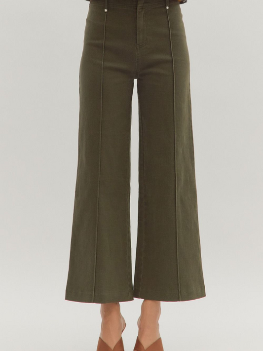 Olive Cropped Pants