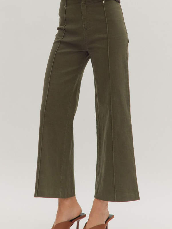 Olive Cropped Pants