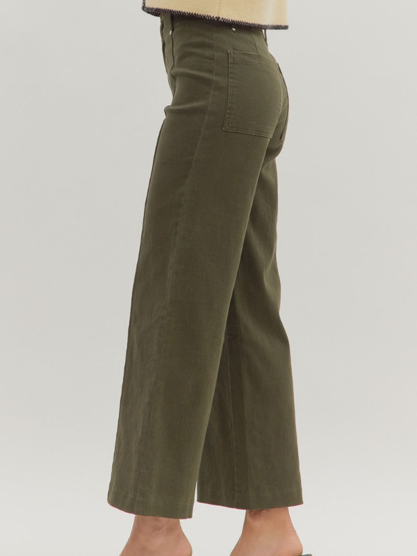 Olive Cropped Pants