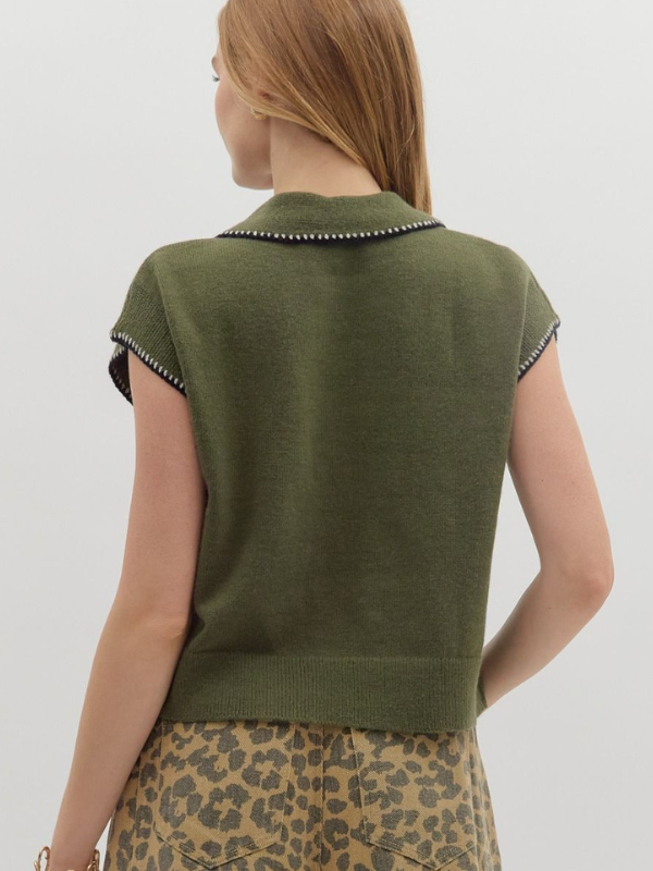 Olive Knit Sweater Top