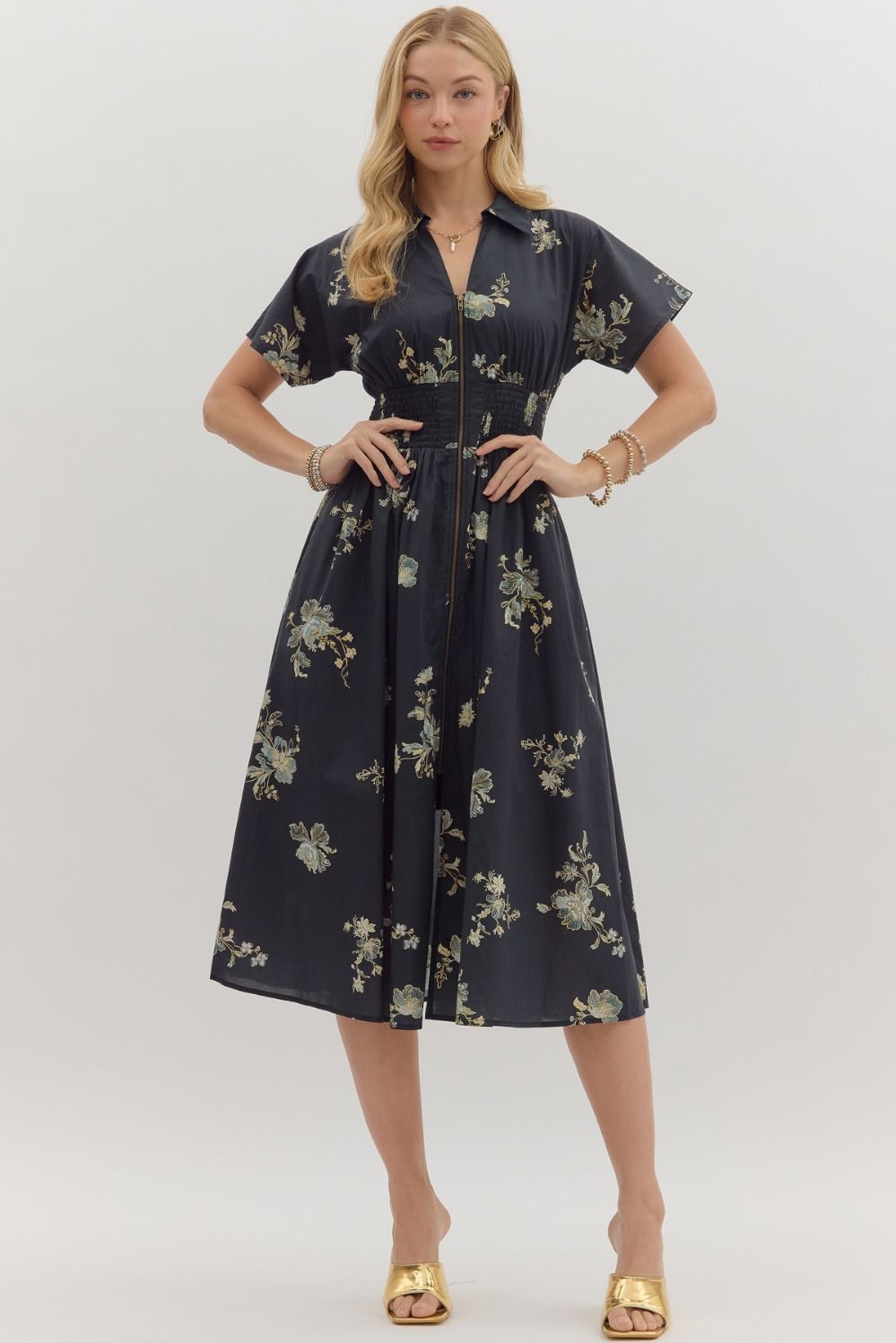 Paisley Short Sleeve Midi Dress