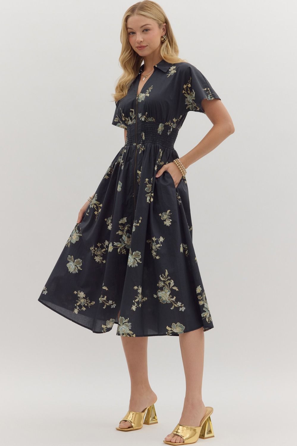 Paisley Short Sleeve Midi Dress
