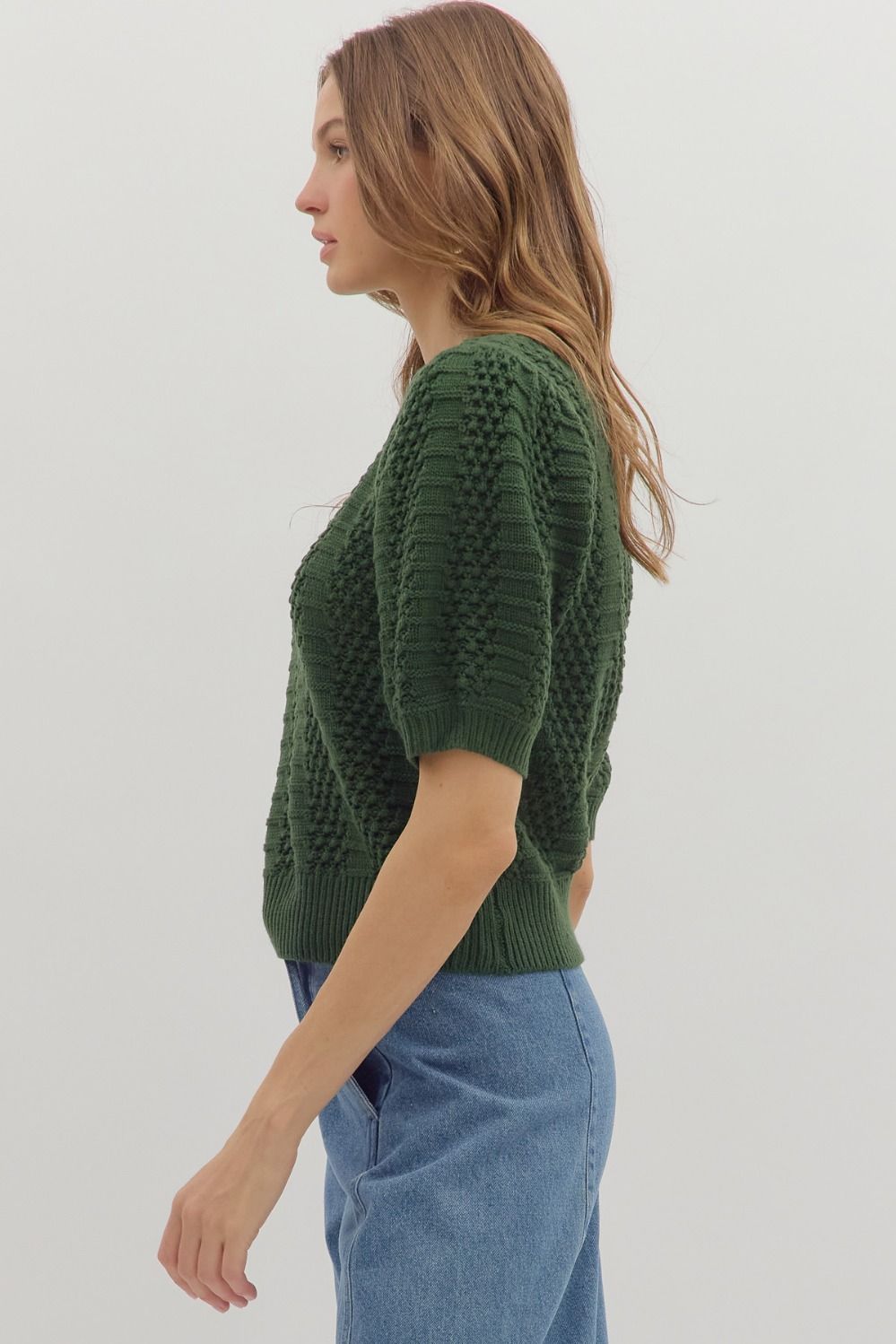 Pine Short Sleeve Knit Pullover Sweater