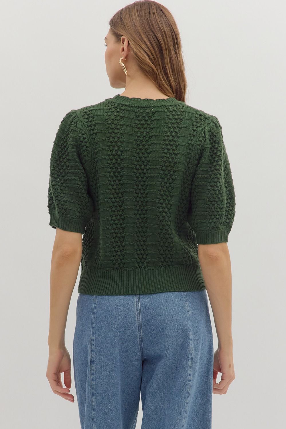 Pine Short Sleeve Knit Pullover Sweater