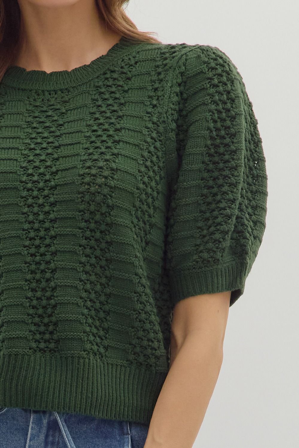 Pine Short Sleeve Knit Pullover Sweater