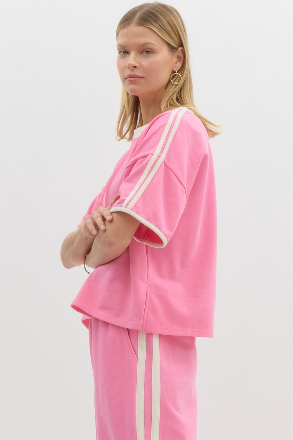 Pink Knit Short Sleeve Top