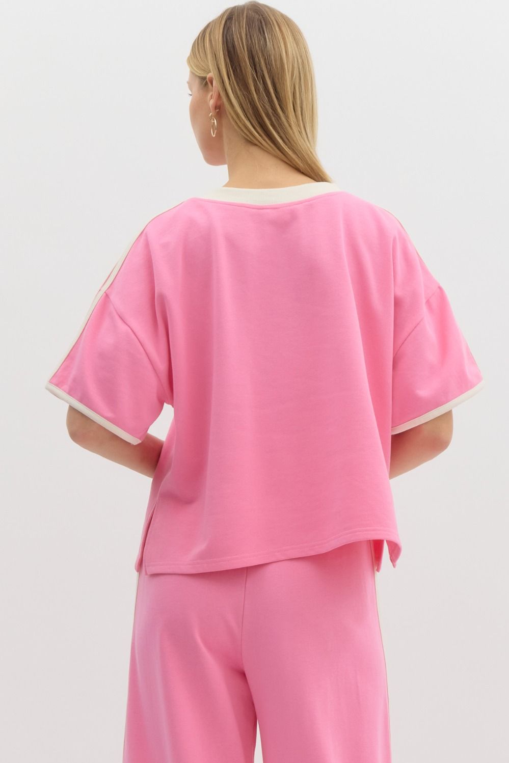 Pink Knit Short Sleeve Top