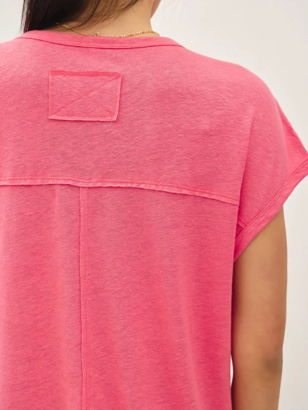 Pink Linen Blend Boxy Tee