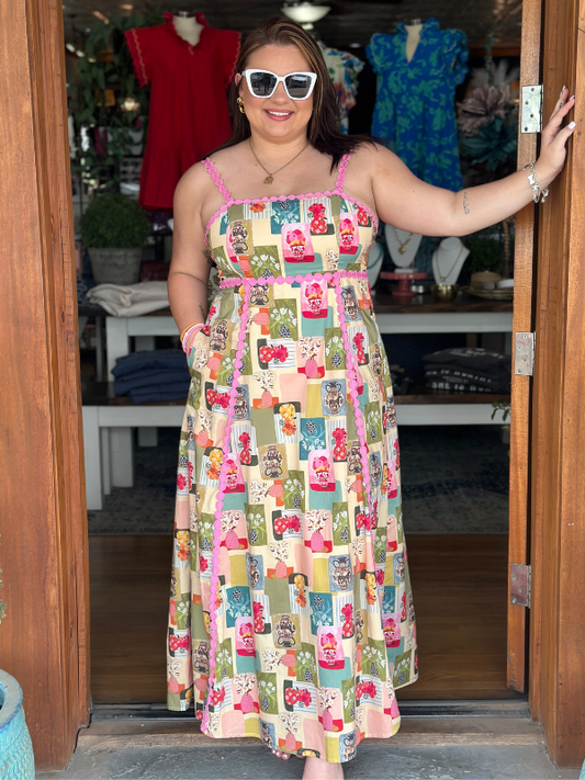 Pink Multi Vase Dress